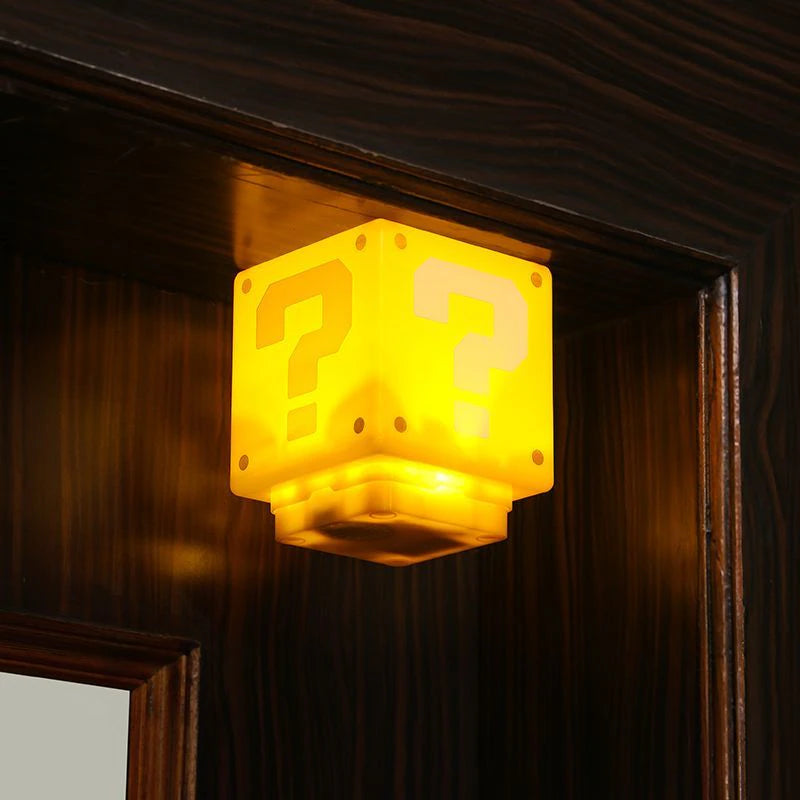 8cm Super Mario Bros LED Question Mark Brick Night Light USB Charging Desk Lamp Light