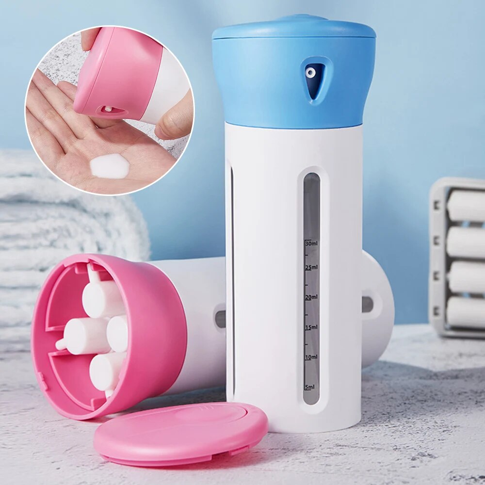 4 in 1 Portable Travel Liquid Dispenser Bottle 40ml Empty Sub-bottle Press Container Bottles Perfume Shampoo Conditioner Lotion